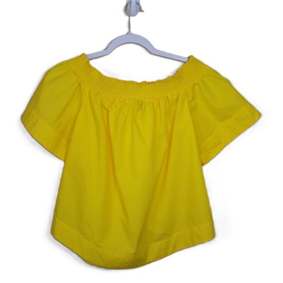 J. Crew Cotton Smocked Off The Shoulder Top 6 Lemon Yellow - Picture 3 of 8